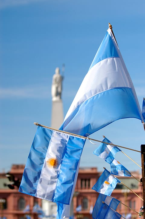 Badeiras da Argentina com casa rosada ao fundo